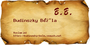 Budinszky Béla névjegykártya